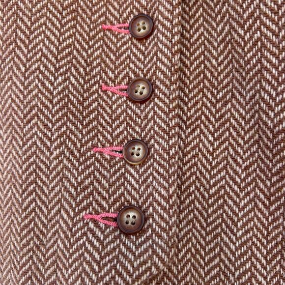 Sundance Herringbone Pink Brown Vest Wool Button Front Large - Picture 5 of 5